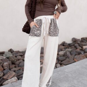 Natural Mineral Wash Leopard Print Wide-Leg Pants