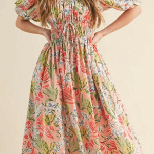Smocked Floral Midi Dress