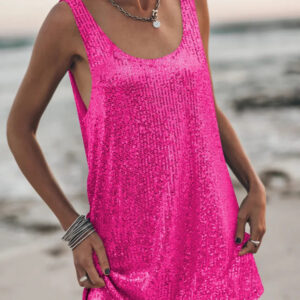 Sequin Scoop Neck Mini Dress
