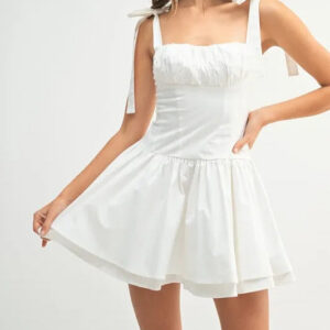 Shoulder Tie Corset Panel Mini Dress