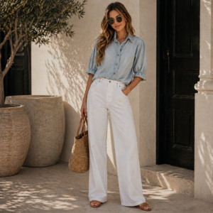 Beau Blue Puff Sleeve Chambray Shirt