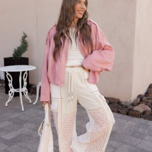 Cream Thermal Floral Oversized Pants