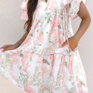 Floral Contrast Edge Layered Mini Dress