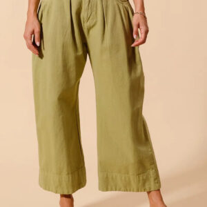 Sage Cropped Mid-Rise Drawstring Wide-Leg Pants