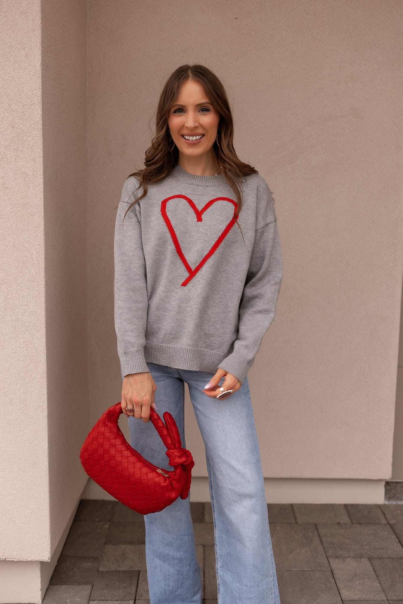 Grey Heart Detail Valentine Sweater - Image 3