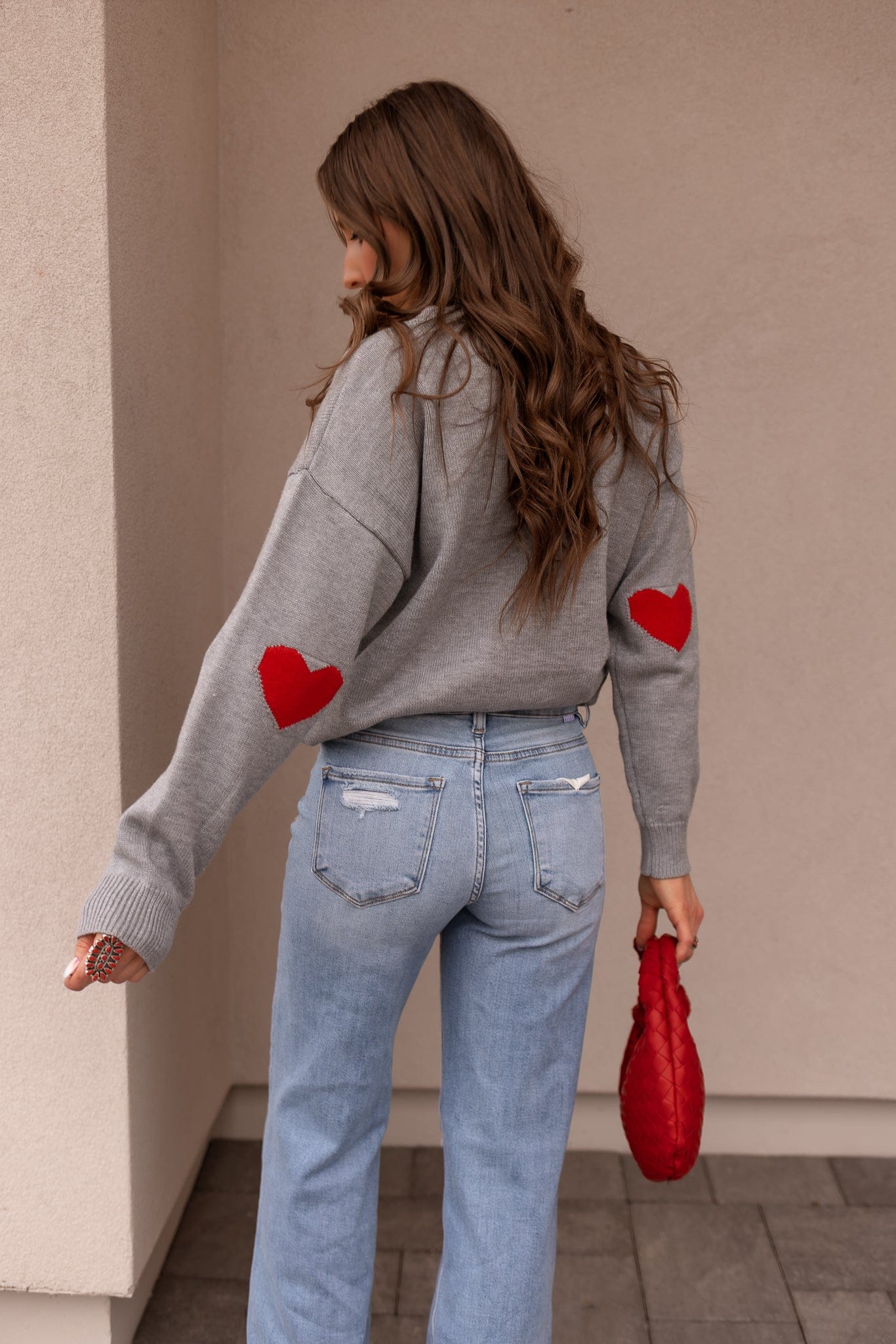Grey Heart Detail Valentine Sweater - Image 4