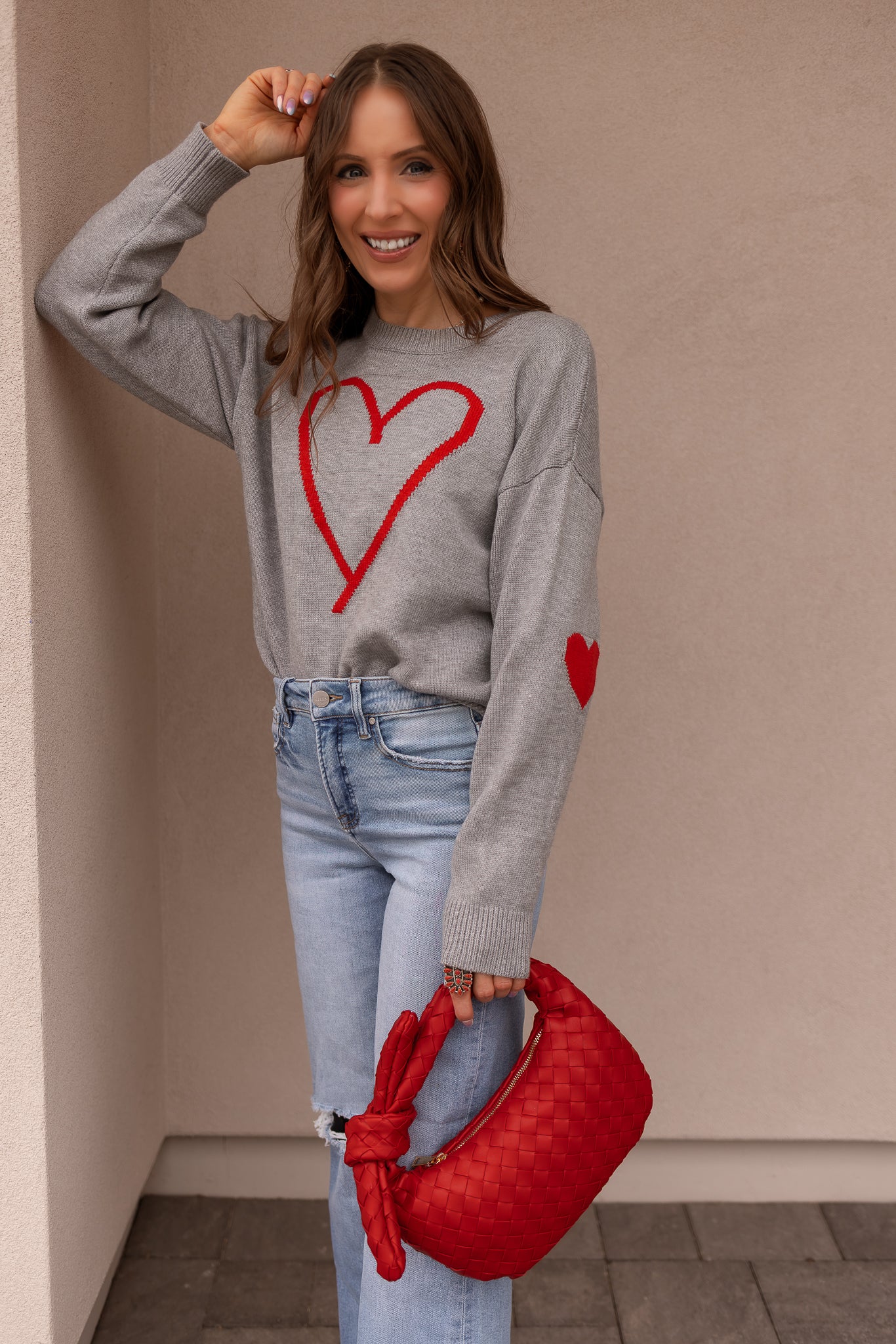 Grey Heart Detail Valentine Sweater - Image 7