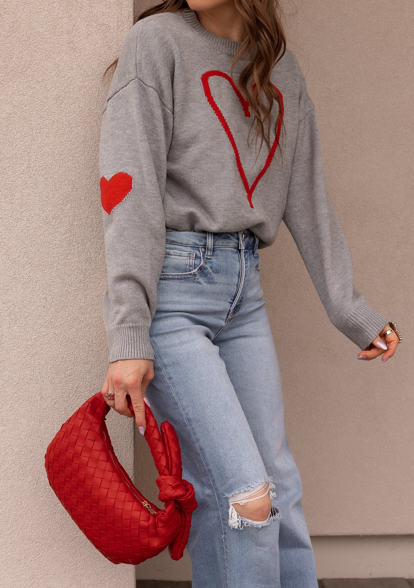 Grey Heart Detail Valentine Sweater - Image 11
